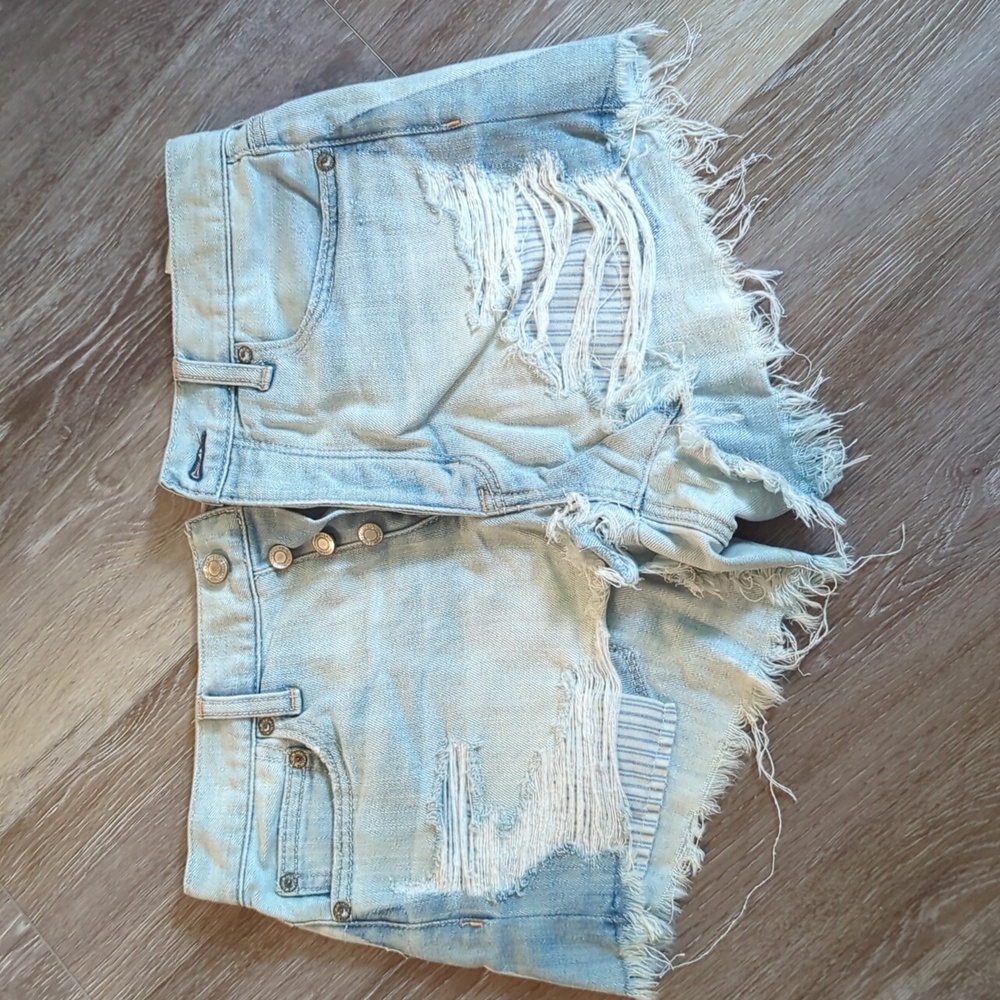 Distressed vintage festival denim shorts